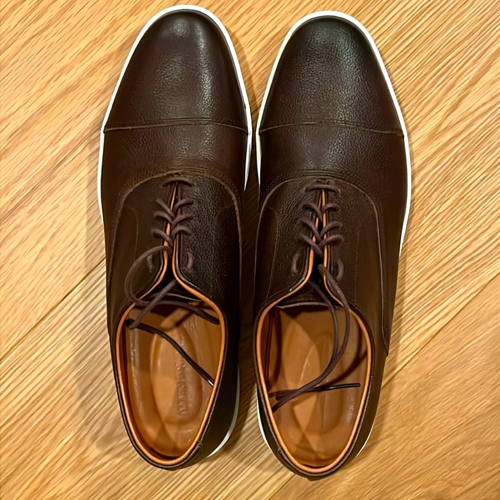 Allen Edmonds Brown Leather Derby Sneakers with White Soles